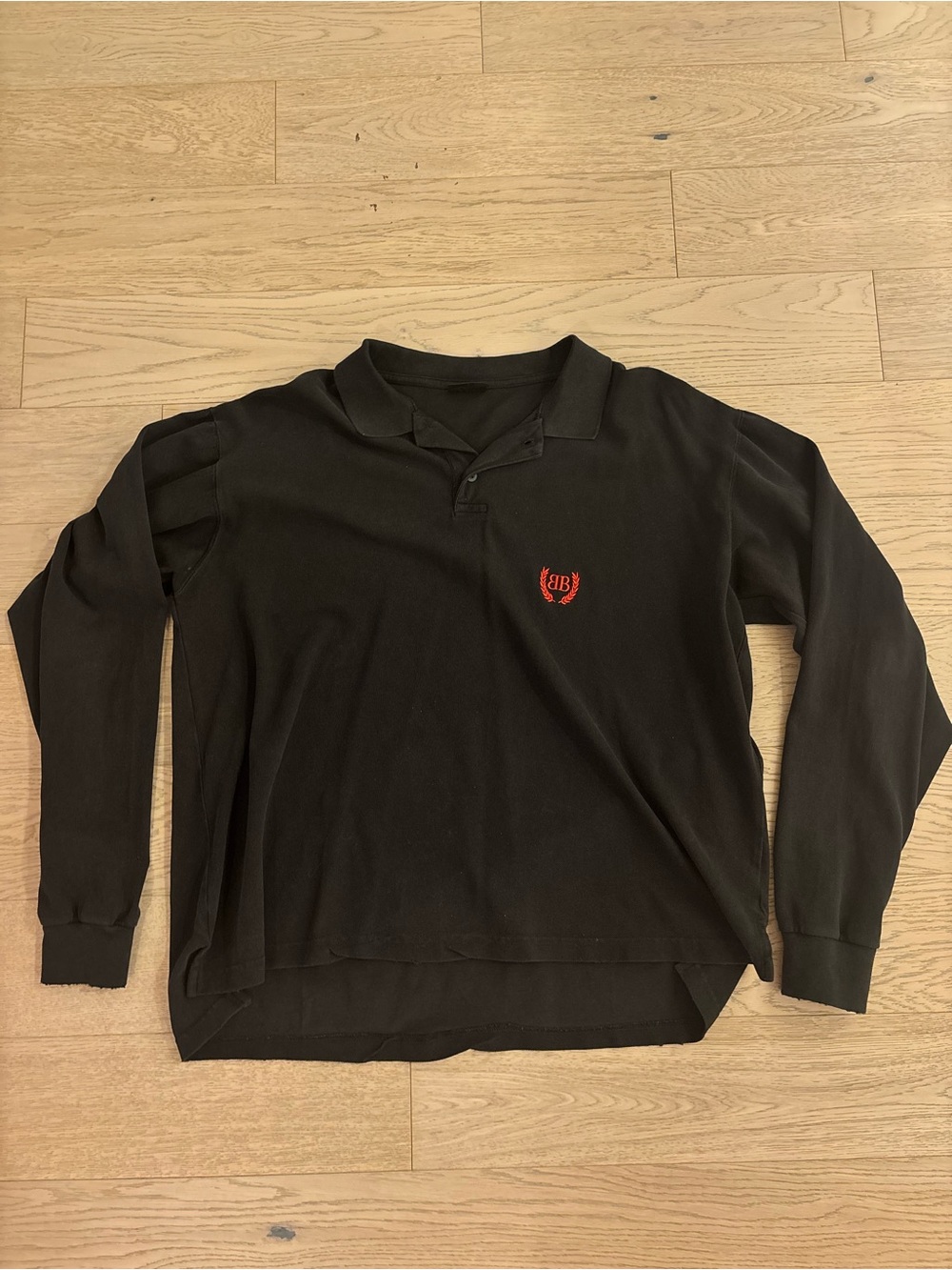 Balenciaga Black Polo Shirt with Chest Crest Detail